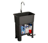 TAXXII Lavamanos portátil Independiente para Exteriores, Fregadero de plástico Multiusos con Tabla de Lavar, Ideal para Camping, Habitaciones, sótanos y autocaravanas (60x40cm, Negro).