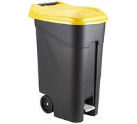 Tayg Cubo de basura 259297 con ruedas y pedal 80 litros Negro/Amarillo