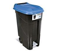 Tayg Contenedor de residuos 433023 con pedal, base negra y tapa azul, 80 litros