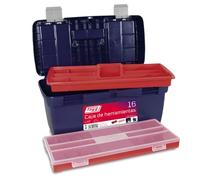 Tayg Caja de herramientas 16 - Bandeja doble, cierres metálicos, PP, 500x258x255 mm, Azul/Rojo