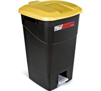 Tayg - Cubo de basura de 60 litros con pedal, base negra y tapa amarilla, fabricado en plástico