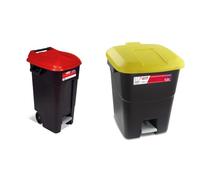 Tayg EcoTayg 120 - Contenedor de residuos con pedal, Rojo, 120 l & Tapa Amarilla Contenedor de residuos 50 litros con Pedal, Base Negra (430015)