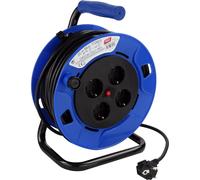 Tayg Enrollacable/Alargadera 4 bases IP20, 250 V, 16 A, 4.000 W, Cable H05VV-F 3G1.5, 25 metros, Color Azul Y Negro