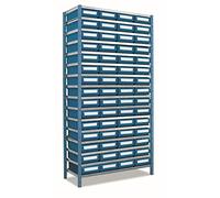 Tayg Estanteria metálica con cajones 302, Gris/Azul - Montaje Facil, Almacena Gran Cantidad de Productos. Carga 100-120 Kg, Incluye Vigas, Cajones y Separadores. 1030 × 337 × 2050 mm