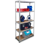 Tayg Estantería metálica galvanizada 5 baldas doble refuerzo para pared gris aluminio 180x90x40 cm