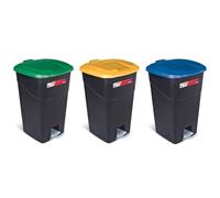 Tayg Pack 3 Cubo Basura Cocina con Pedal - Cubos de Basura Reciclaje 60l, Papelera Cocina con Pedal, Cubo Basura Hosteleria, Papelera Reciclaje, Basurero Cocina (60 litros, Verde, azul y amarillo)