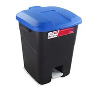Tayg Tapa Azul Contenedor de residuos 50 litros con Pedal, Base Negra