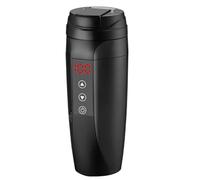 Taza Calefactora Eléctrica Acero Inoxidable para Coche, de 450ml | Pantalla de Temperatura, Portátil, Aislamiento al Vacío, Negro, para Suv y Coche Puente