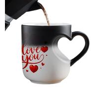 Taza cambiante de color | 325 ml Corazón de cerámica | Tazas de café y tazas originales de color cambiante, regalo de cumpleaños, boda, hogar, oficina, viaje