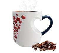 Taza cambiante de color | Vasos de fantasía en forma de corazón de 325 ml | Tazas de café de cerámica de lujo con mango | Aplicaciones versátiles para parejas Cocina casera Viaje Pau