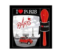 Taza con cuchara "I Love París", cerámica, Enesco