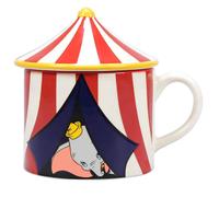 Taza con tapa y forma de Dumbo Circus de Disney, apta para lavavajillas y microo