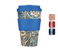 Taza de café 100% vegetal reutilizable de 400 ml William Morris, 100% vegetal, sin melamina y biodegradable, apta para lavavajillas y microondas, taza de viaje, Lily