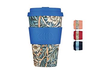 Taza de café 100% vegetal reutilizable de 400 ml William Morris, 100% vegetal, sin melamina y biodegradable, apta para lavavajillas y microondas, taza de viaje, Lily