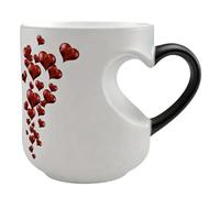 Taza de café cambiante con asa en forma de corazón para bebidas calientes en la cocina, regalo único del día de San Valentín, taza de café sensible al calor