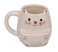 Taza de café con compartimento para galletas, diseño de gato, transparente