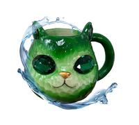 Taza de café con diseño de gato, hecha a mano, mineral, cara de gato, botella de animales, decoración del hogar para cumpleaños caliente y frío