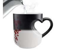 Taza de café con forma de corazón cambiante de color, taza de cerámica de 325 ml, diseño termocrómico que revela magia, tazas de café de lujo para el día de San Valentín y la madre