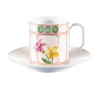 Taza de café con platillo Idyllia, Porcelana, Motivo de impresión de cristal, flor, Multicolor OS