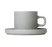 Taza de café con platillo PILAR, 200 ml, gris claro, Blomus