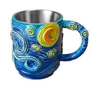 Taza De Café De Acero Inoxidable Asa Antideslizante con Relieve 3D y