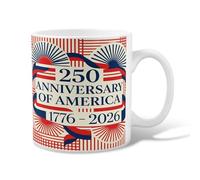 Taza de café de cerámica con cinta, diseño patriótico geométrico de estrellas, líneas de estrellas, Día de la Independencia, taza de té roja novedosa con asa, ideal para amigos, familiares, compañeros