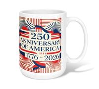 Taza de café de cerámica con cinta, diseño patriótico geométrico de estrellas, líneas de estrellas, día de la independencia, color rojo, novedosa, taza de trabajo con asa, ideal para amistad, familia