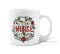Taza de café de cerámica con cita de agradecimiento de enfermera, 325 ml | Corona de símbolo médico, taza de café, tema de enfermería navideña, diseño festivo de invierno, regalo de agradecimiento