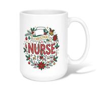 Taza de café de cerámica con cita de agradecimiento de enfermera, 425.2 g | Corona de símbolo médico, taza de café, tema de enfermería navideña, diseño festivo de invierno, regalo de agradecimiento