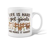 Taza de café de cerámica con diseño de cabra, con diseño de flores de granja, no blanca, novedosa taza para beber de oficina con asa, ideal para amistad, familia, colegas, profesores, personal de