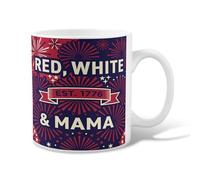 Taza de café de cerámica con diseño de fuegos artificiales, cinta patriótica de estrellas, Día de la Independencia, azul marino, novedosa taza de chocolate caliente con asa, ideal para amistad