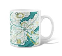 Taza de café de cerámica con diseño de mapa, aventura, naturaleza, río, sol, verano, verde azulado, taza de té con asa, ideal para amigos, familiares, amantes, ancianos, compañeros de trabajo, 325 ml