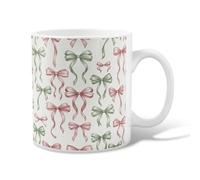 Taza de café de cerámica con lazo, diseño de nudo de cinta navideña, taza de té verde novedosa con asa, ideal para amigos, familiares, compañeros de trabajo, amantes de la tercera edad, 11 onzas