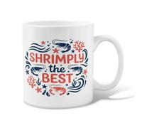Taza de café de cerámica de camarones, náutica juguetona estrella de mar coral verano rojo novedad taza de trabajo con asa ideal para amistad, familia, colegas, profesores, personal de novia, 325 ml