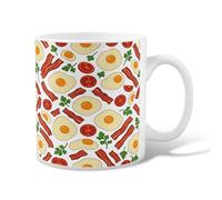 Taza de café de cerámica de huevo, desayuno casual, tocino, tomates, desayuno, amarillo, novedosa, taza de chocolate caliente con asa, ideal para amigos, familiares, compañeros de trabajo, amantes de