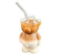 Taza De Café De Oso - Conjunto De Borosilicato Transparente, Elegante Vasos De Paja, Contenedor De Bebida Elegante Con Acentos De Animales Lindos | Cocinas Cafés Oficinas Bares