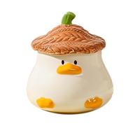 Taza de café de papel 3D 3D, taza de té de patos - Novedad Funny Tea Cup con tapa para sombreros | Bebidas cerámicas de 400 ml de dibujos animados, vajilla con asa para niños y cumpleaños