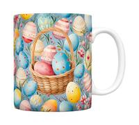 Taza de café de Pascua - Taza de cerámica divertida de 350 ml, arte colorido de huevo de conejo, agarre cómodo, vasos de | Taza de café de té de vacaciones para celebración de primavera, cocina