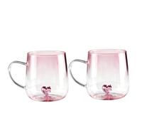 Taza de café de vidrio con corazón 3D en el interior, taza de vidrio transparente de borosilicato de 14 onzas de alto con asa, resistente al calor, bonita taza de agua de corazón para jugo, leche, té