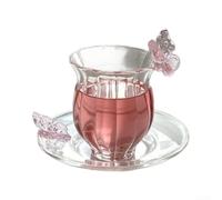 Taza de café de vidrio resistente al calor con mariposa 3D transparente acanalada taza para capuchino para té con leche Juego de cristalería moderna 7 x 3,5 x 8 cm