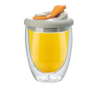 Taza de café de vidrio, taza de doble pared, vasos aislados, vidrio de borosilicato resistente al calor de 350 ml con tapa, taza térmica transparente para bebidas con leche, té, , leche, viajes
