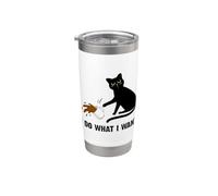 Taza de café divertida con diseño de gato negro "I Do What I Want Cat Lover Vaso térmico de acero inoxidable de doble pared