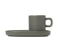 Taza de café expreso con platillo PILAR, juego de 2 piezas, 50 ml, gris oscuro, Blomus