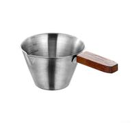 Taza de café expreso de acero inoxidable con madera - Boquilla doble para café preciso - Medida 30 ml Uso para barista (plateado)
