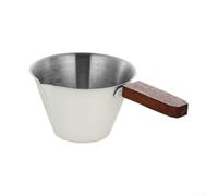 Taza de café expreso de acero inoxidable con madera - Boquilla doble para café preciso - Medida 30 ml Uso para barista (white)
