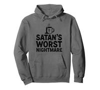 Taza de café Funny Christians: Satan's Peor Pesadilla Sudadera con Capucha, Unisex para Adultos, Asfalto, S