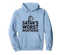 Taza de café Funny Christians: Satan's Peor Pesadilla Sudadera con Capucha, Unisex para Adultos, Azul Polvoriento, M