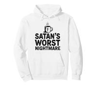 Taza de café Funny Christians: Satan's Peor Pesadilla Sudadera con Capucha, Unisex para Adultos, Blanco, L