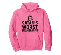 Taza de café Funny Christians: Satan's Peor Pesadilla Sudadera con Capucha, Unisex para Adultos, Rosa Brillante, XXL