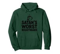 Taza de café Funny Christians: Satan's Peor Pesadilla Sudadera con Capucha, Unisex para Adultos, Verde Bosque, M